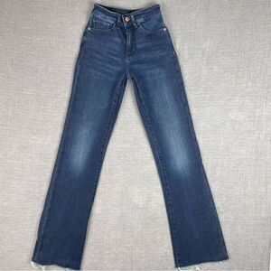 EXPRESS Curvy Boot High Rise Raw Hem Stretch Bootcut Jeans Women’s Size 00R